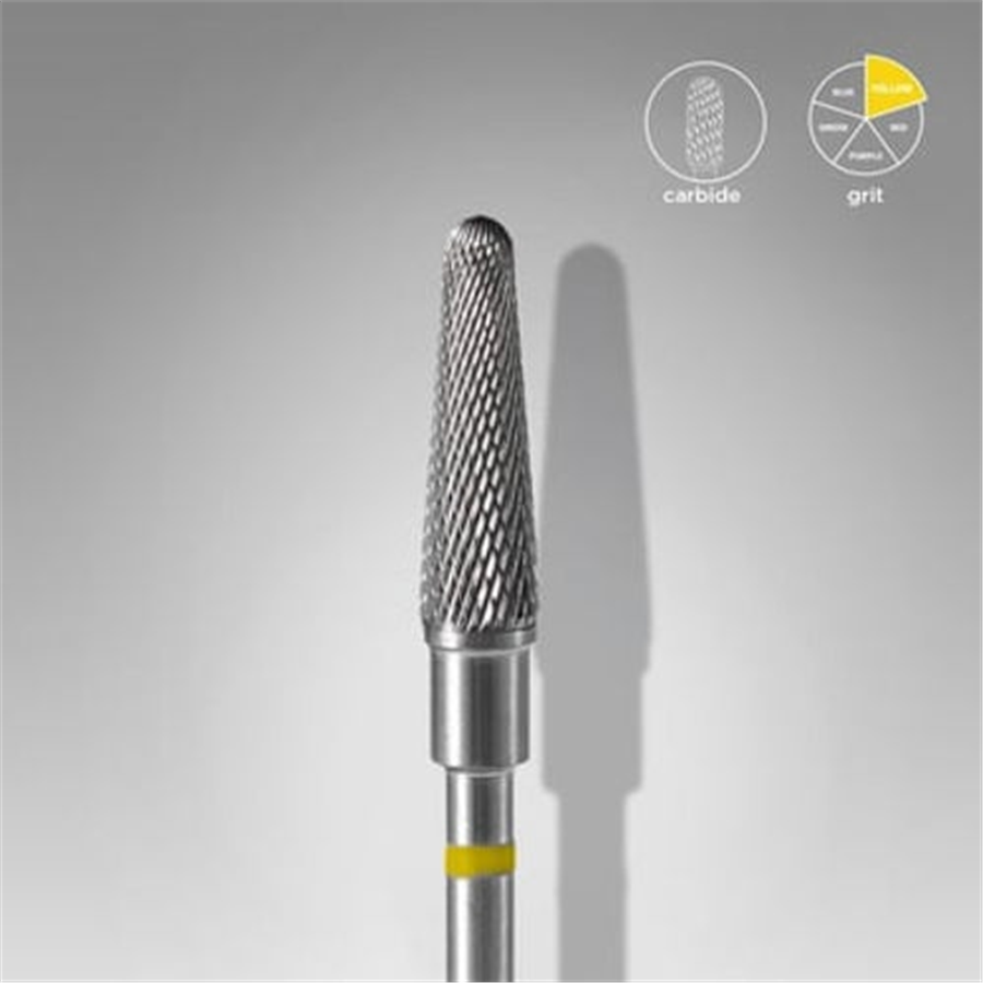 Sert Alaşım Kesik Koni Freze, Sarı, Çap 4 mm / Çalışma Kısmı 13 mm