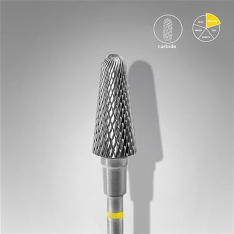 Sert Alaşım Kesik Koni Freze, Sarı, Çap 6 mm / Çalışma Kısmı 14 mm