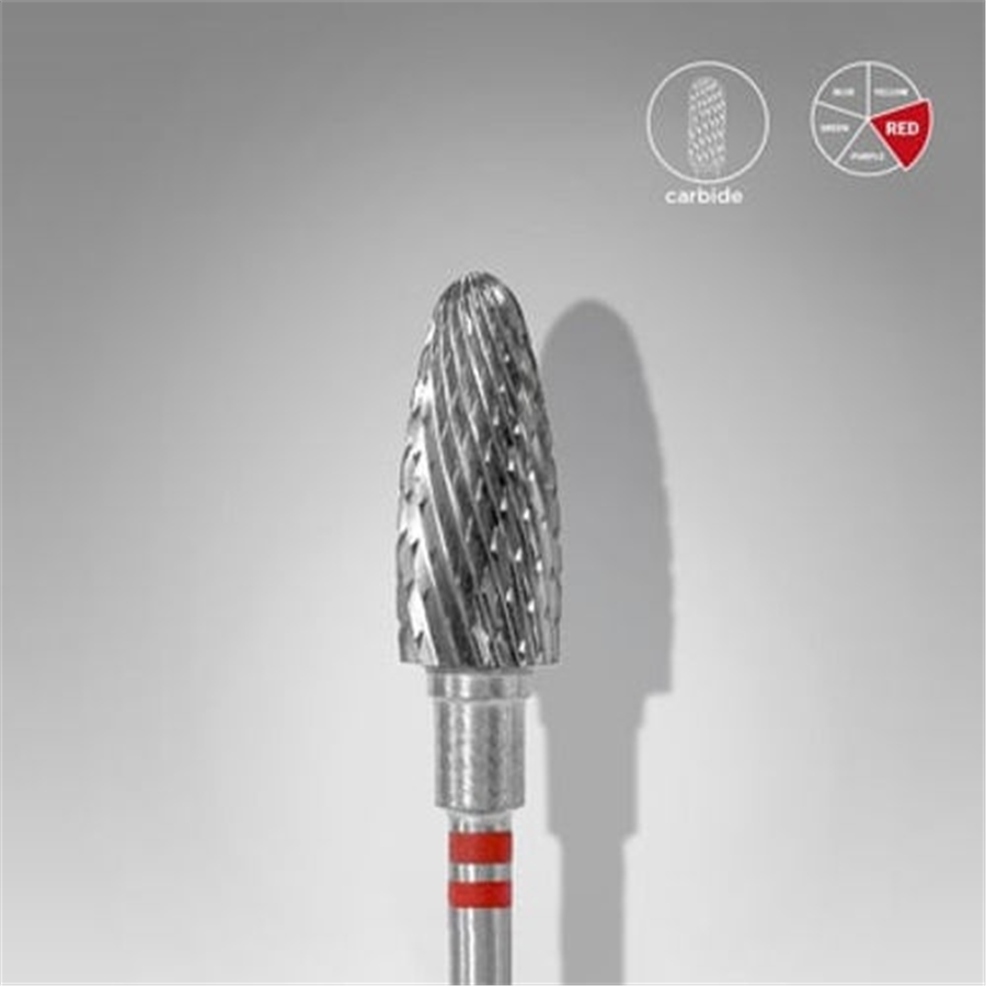 Solaklar İçin Sert Alaşım Mısır Freze, Kırmızı, Çap 6 mm / Çalışma Kısmı 14 mm