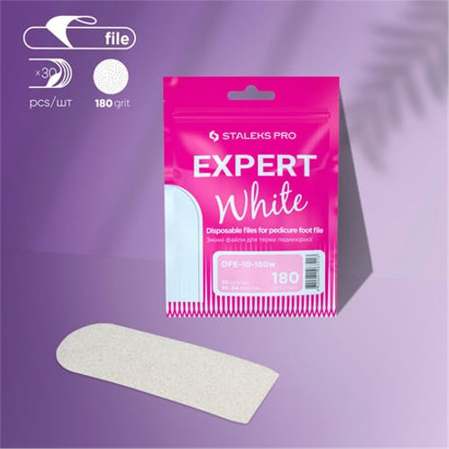 STALEKS EXPERT 10 Pedikür Törpü İçin Yedek Beyaz Törpüler, 180 Grit (30 Adet)
