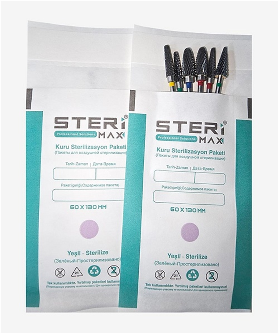 SterlMax Sterilizasyon Zarfı Frez için 60x130