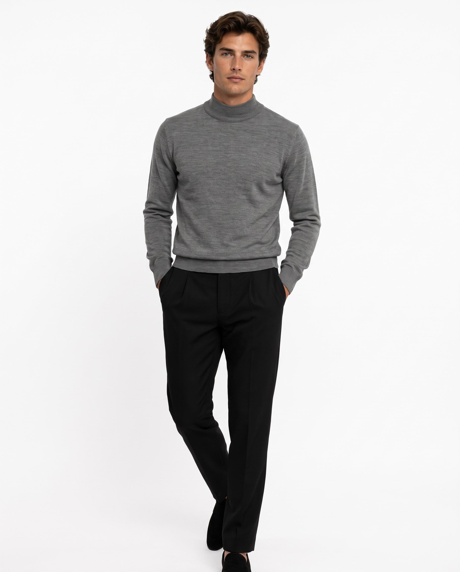 Full Fisherman Sweater Grey/Mel.