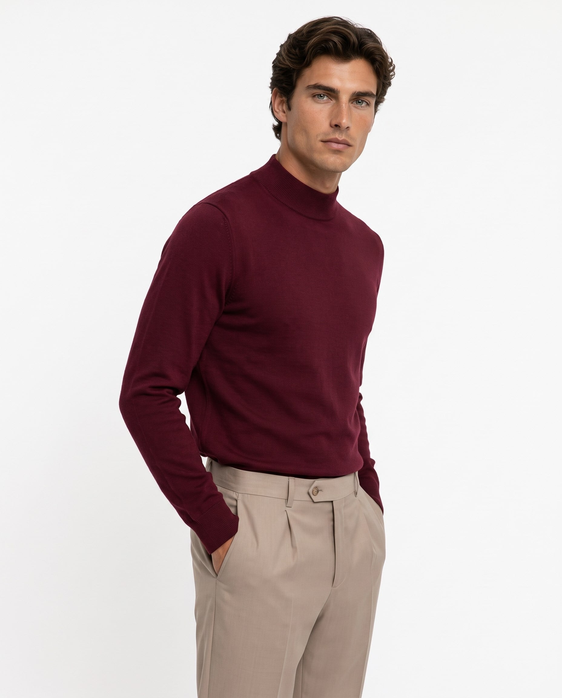 Full Fisherman Sweater Burgundy