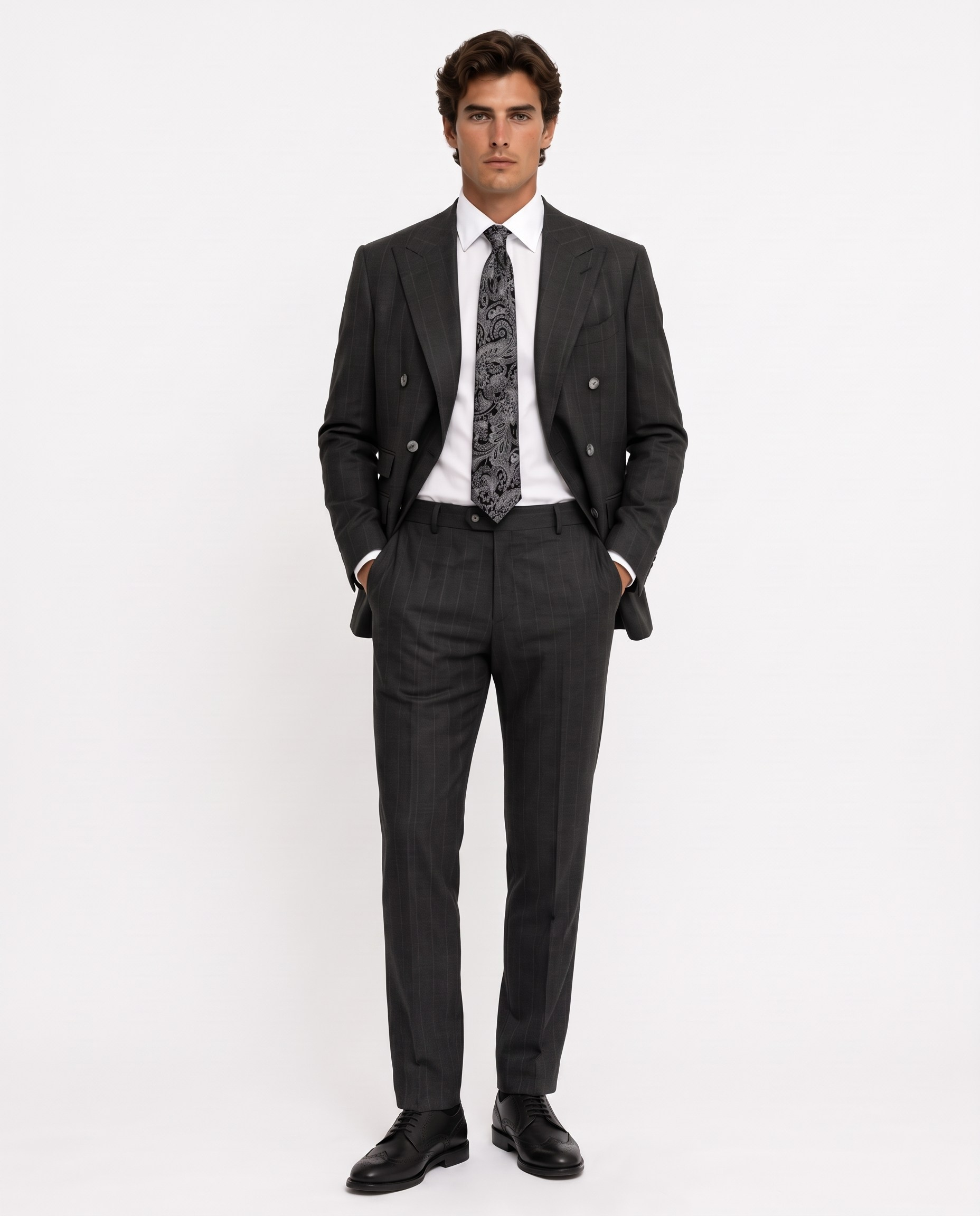 Bodoni Bauer Cross-Cut Suit Anthracite