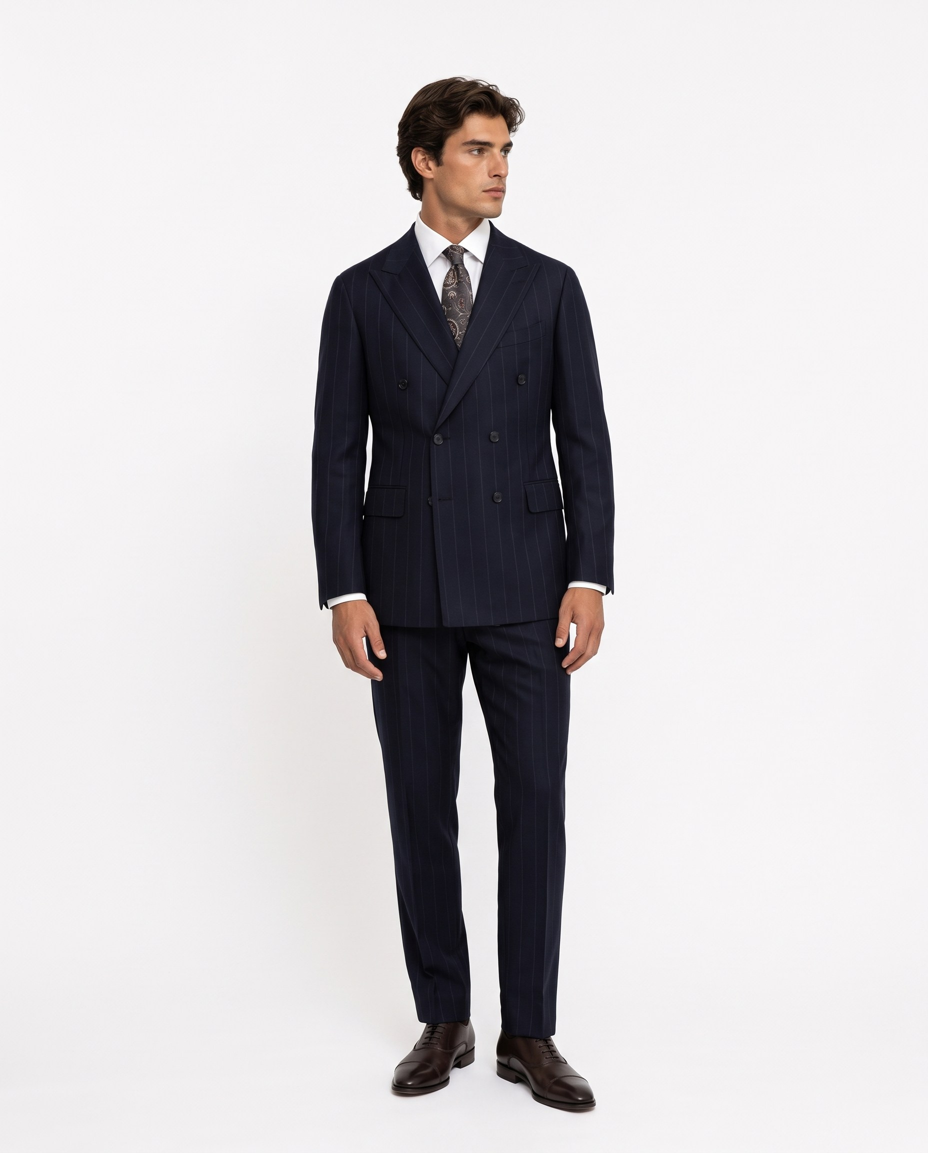 Bodoni Bauer Cross-Cut Suit Navy