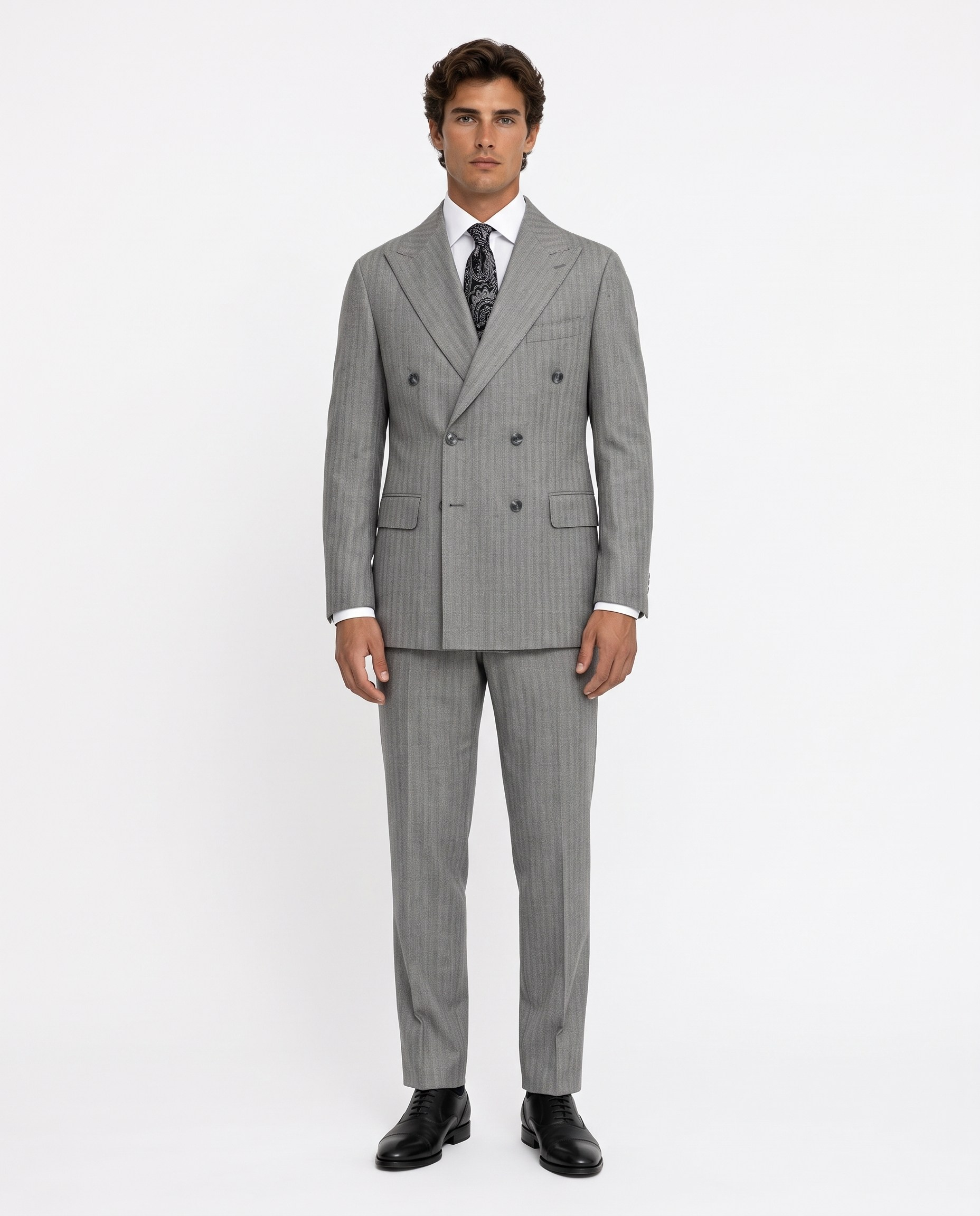 Corto Double-Breasted Suit Grey
