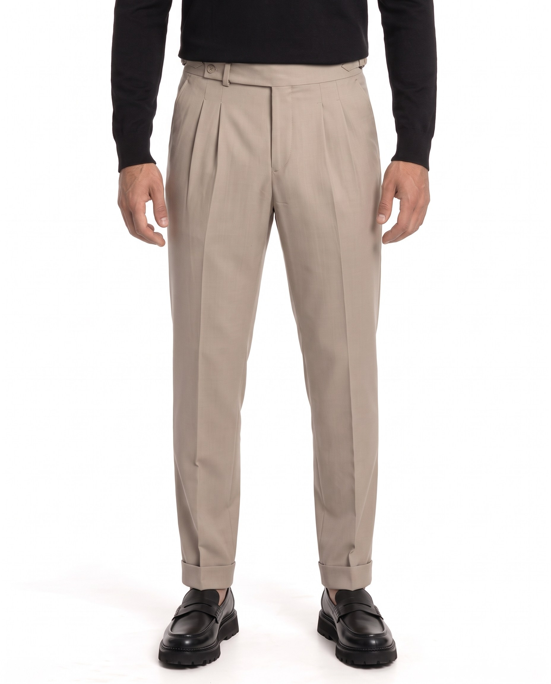 Istanbul Double-Pleated Pants Bej