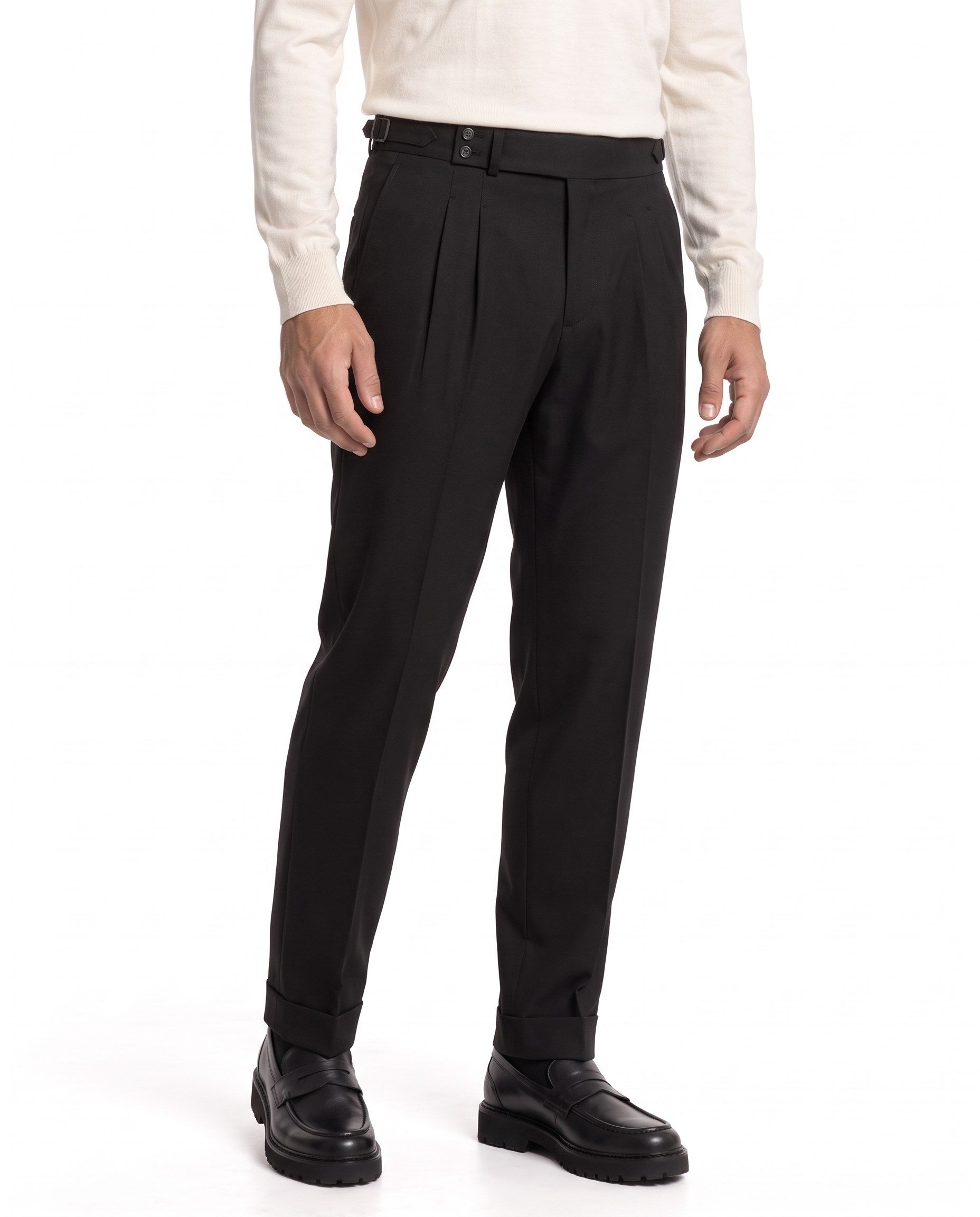 Istanbul Double-Pleated Pants Black