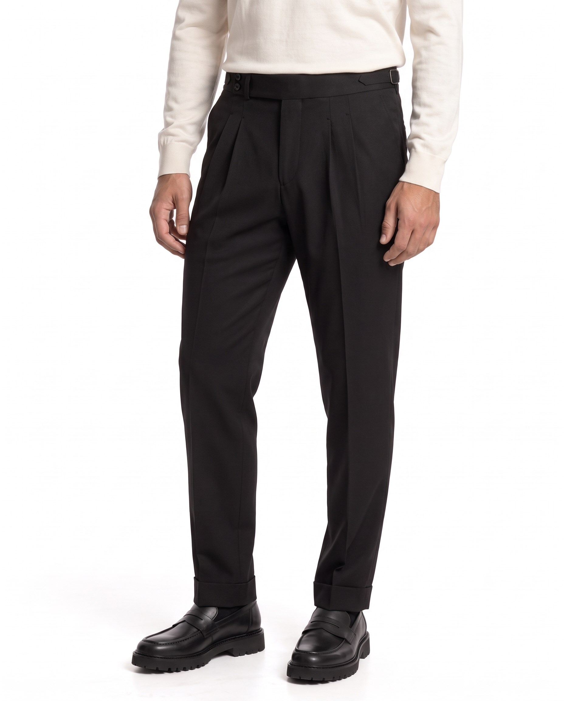 Istanbul Double-Pleated Pants Black