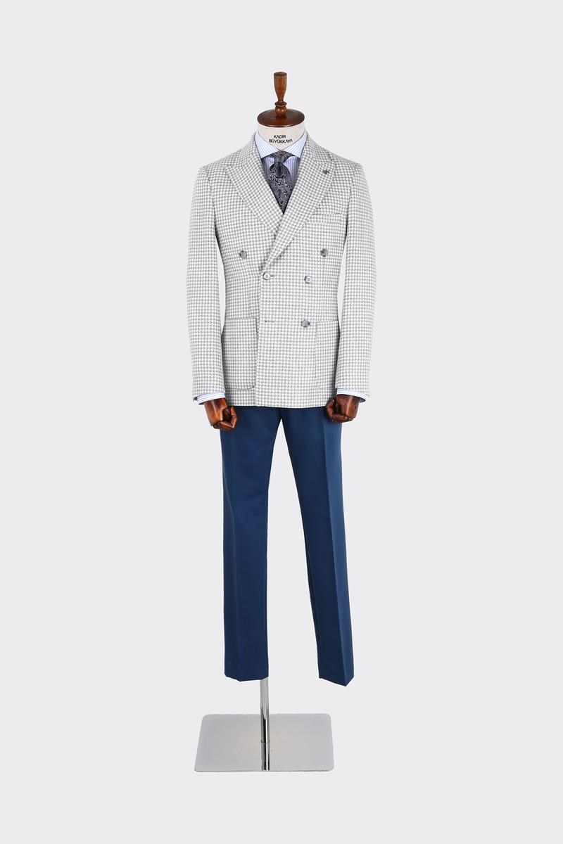 Double-Breasted Jacket Light Grey