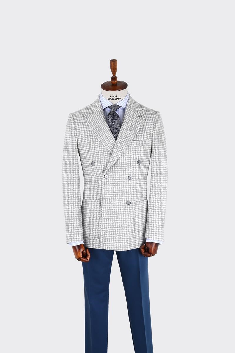 Double-Breasted Jacket Light Grey