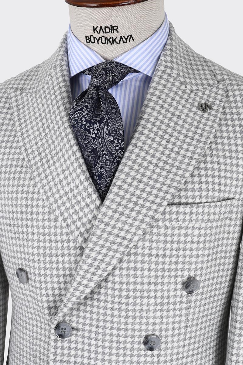 Double-Breasted Jacket Light Grey