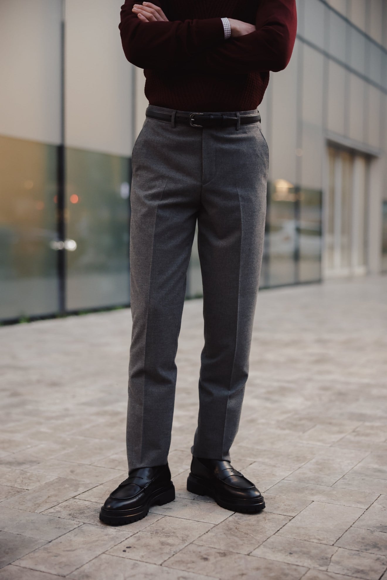 Luxe Flannel Slim-Fit Pants Smoked