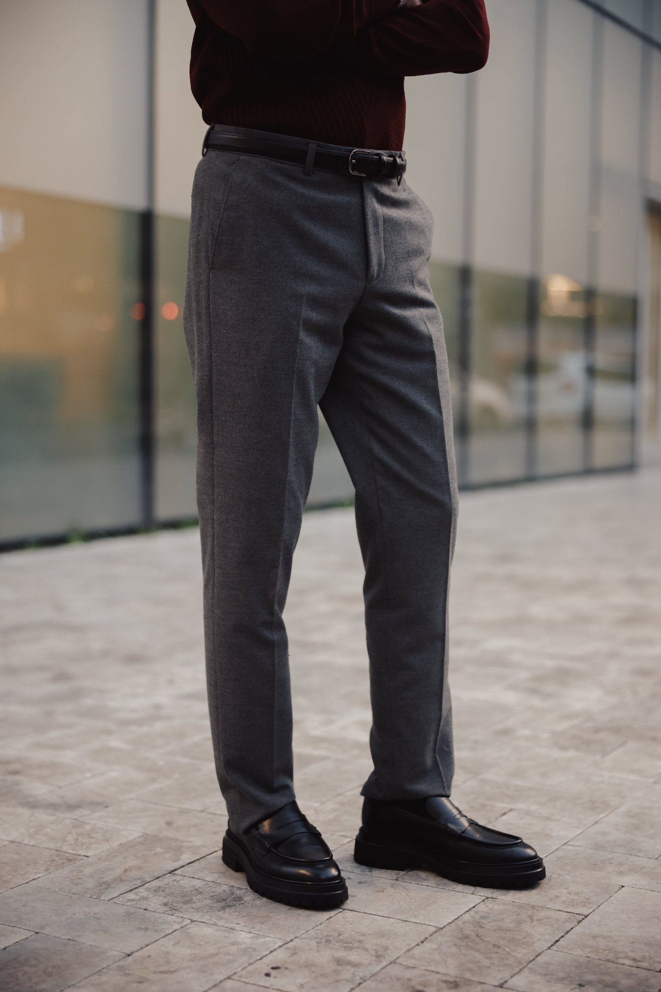 Luxe Flannel Slim-Fit Pants Smoked