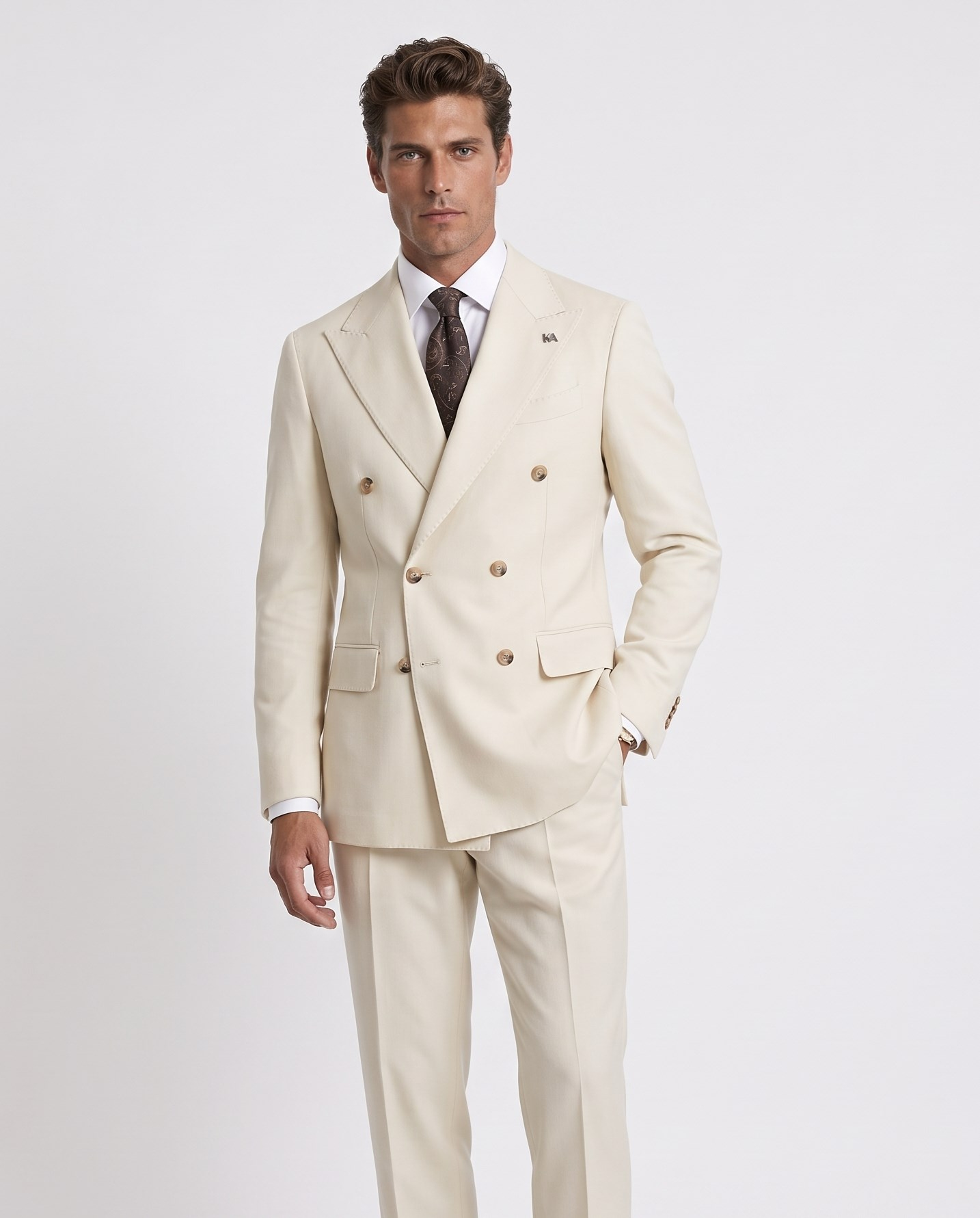 Orleans Double-Breasted Suit Bej