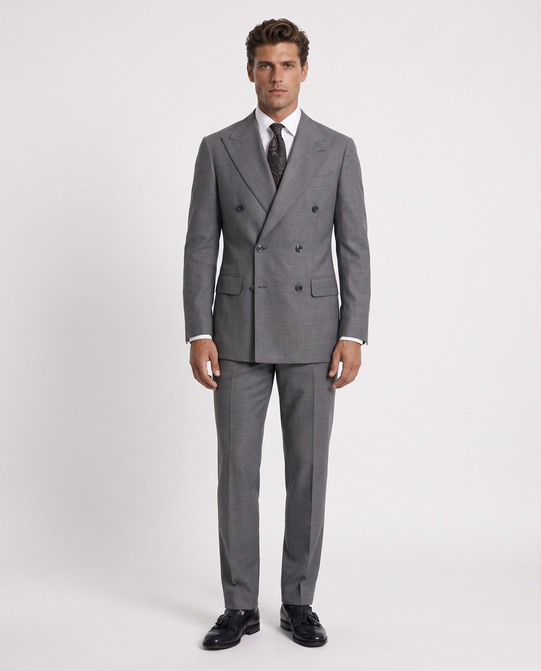 Orleans Double-Breasted Suit Grey