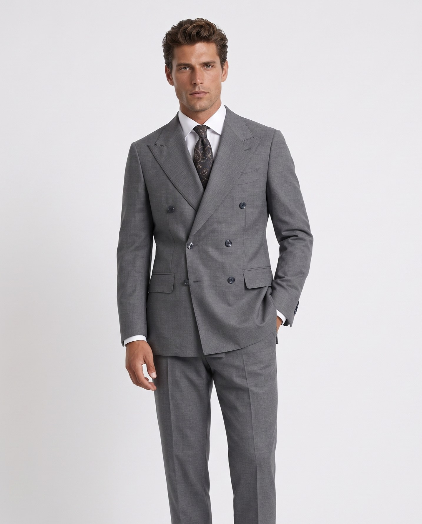 Orleans Double-Breasted Suit Grey