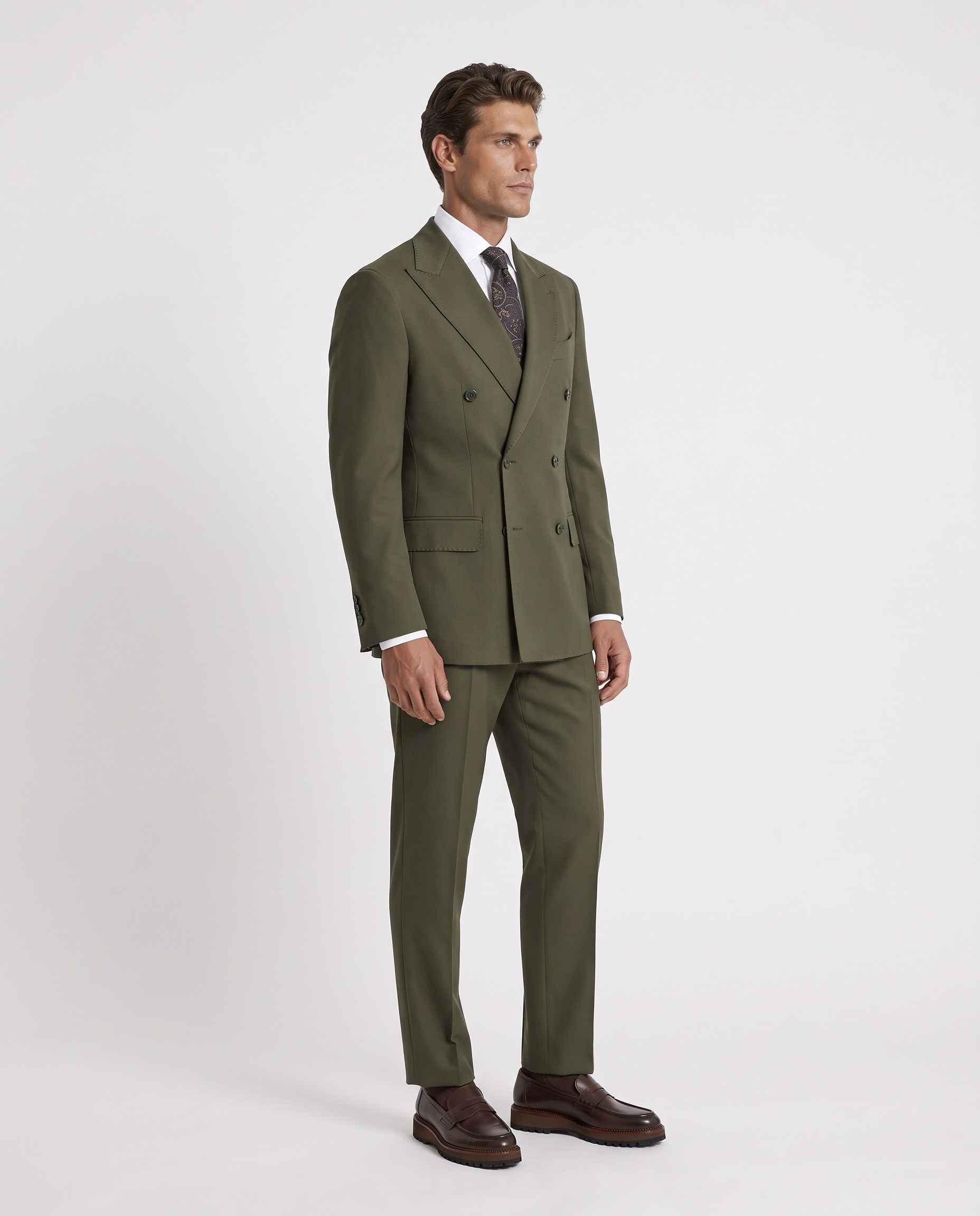 Orleans Double-Breasted Suit Khaki