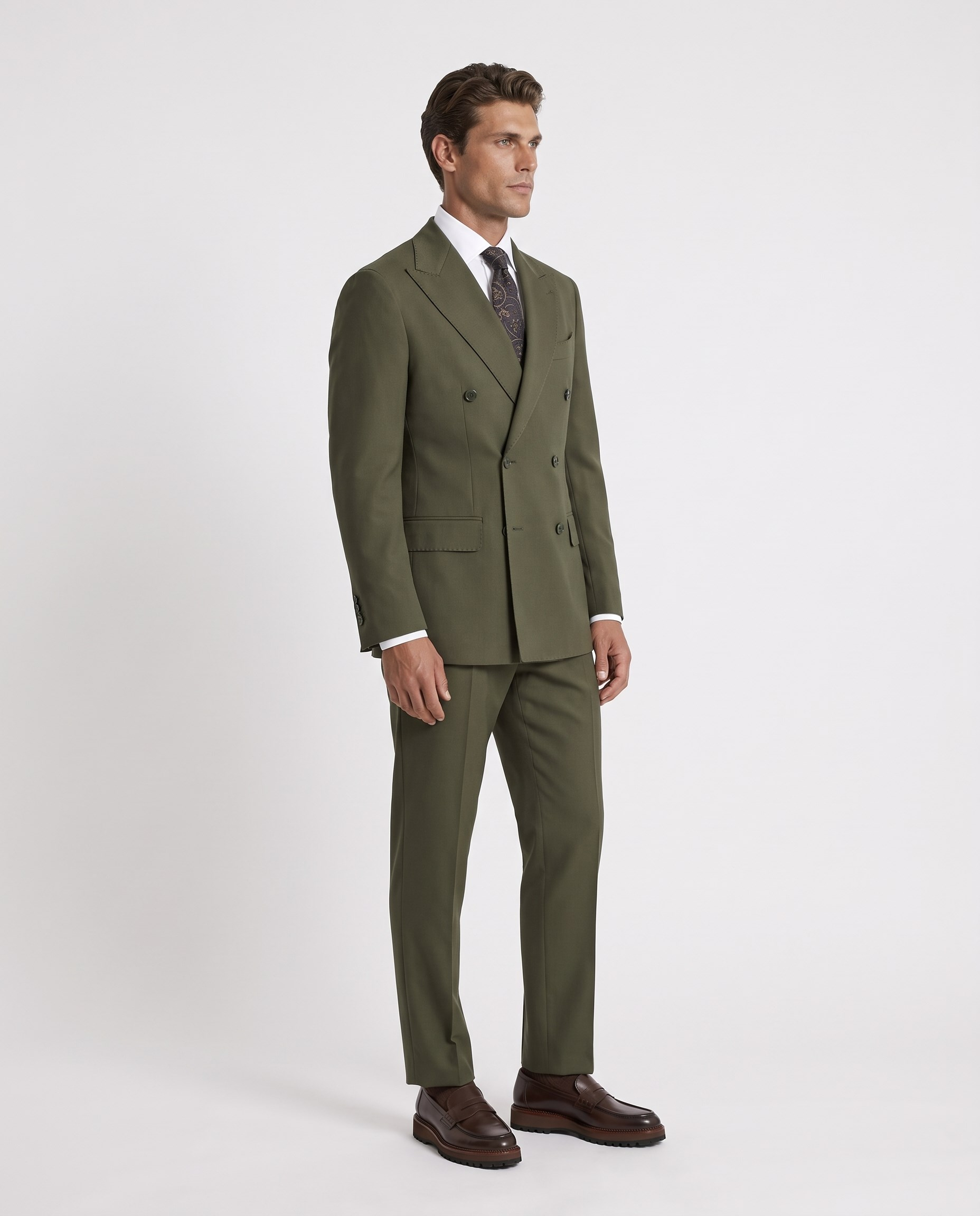 Orleans Double-Breasted Suit Khaki