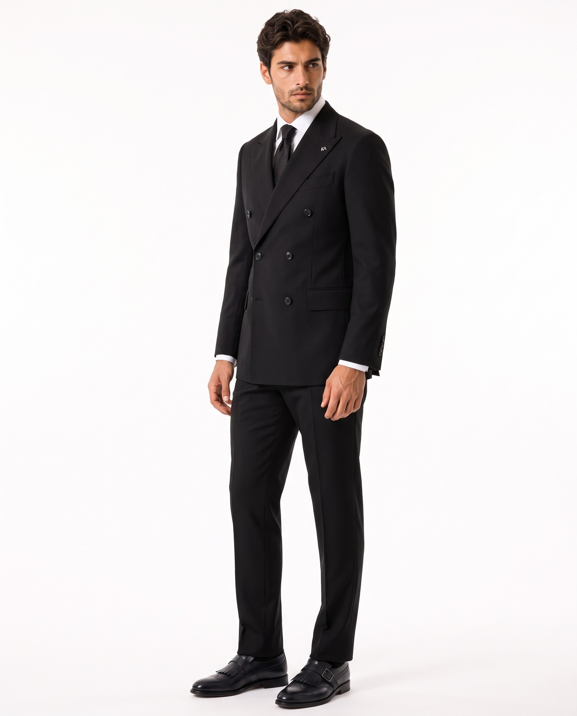 Orleans Double-Breasted Suit Black