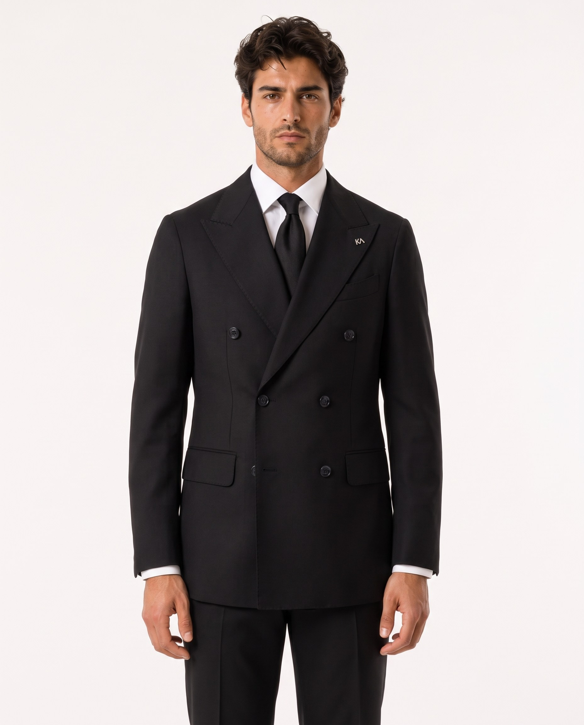 Orleans Double-Breasted Suit Black