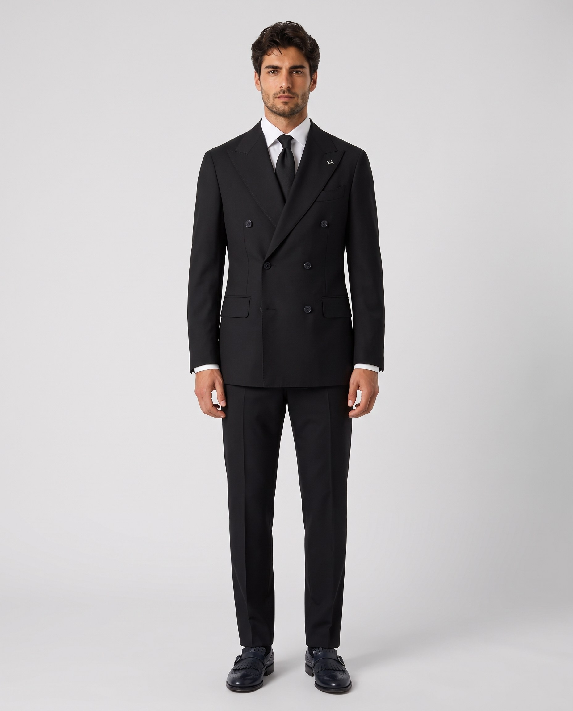 Orleans Double-Breasted Suit Black
