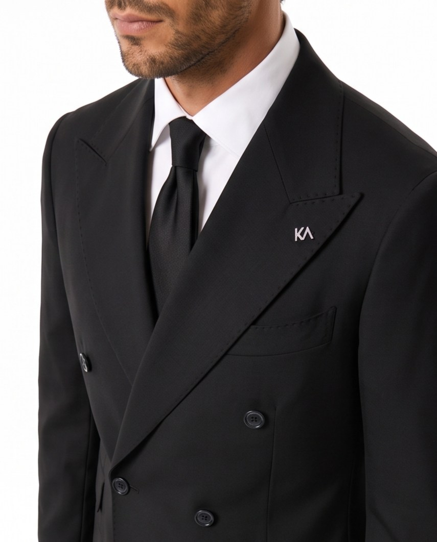 Orleans Double-Breasted Suit Black