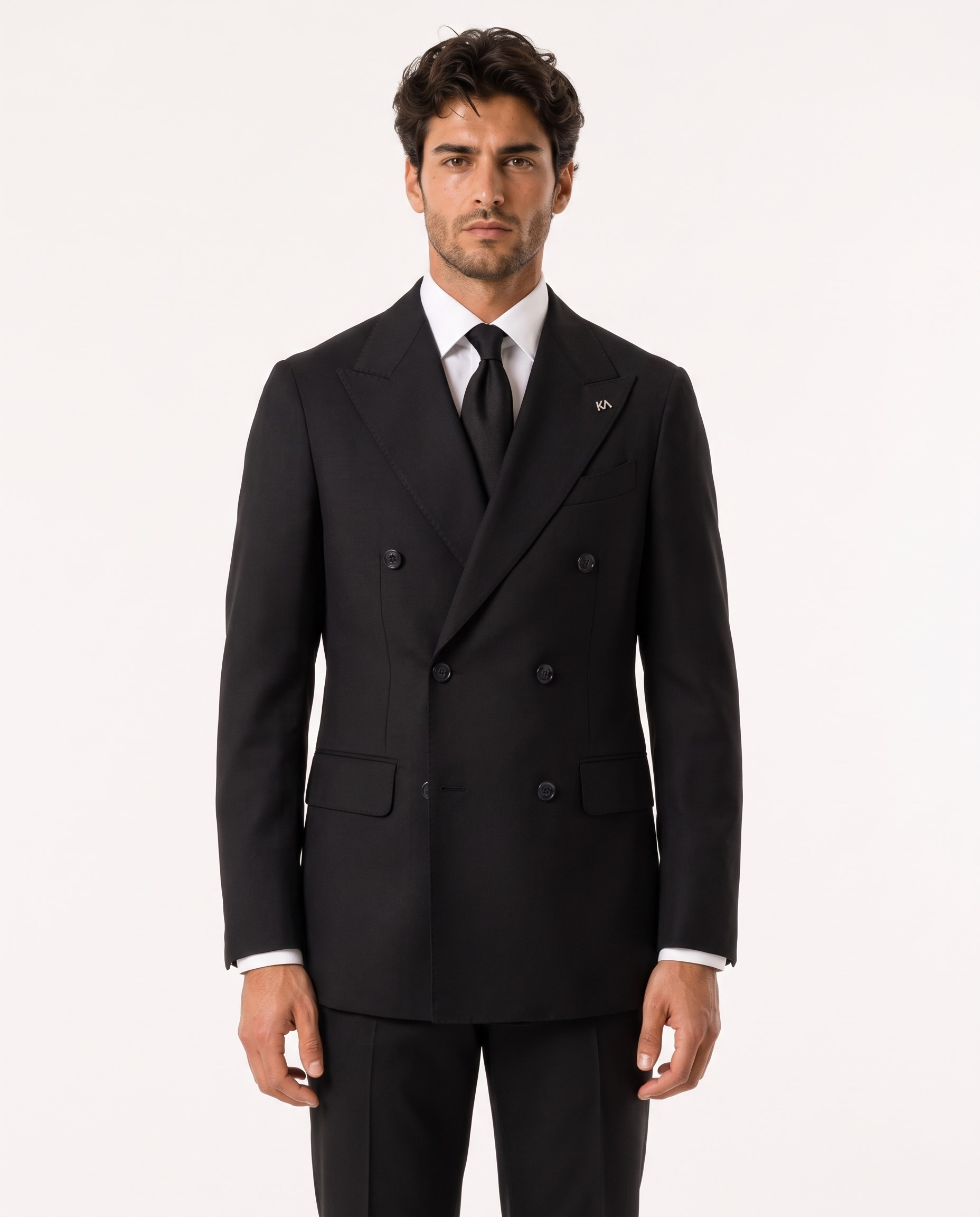 Orleans Double-Breasted Suit Black