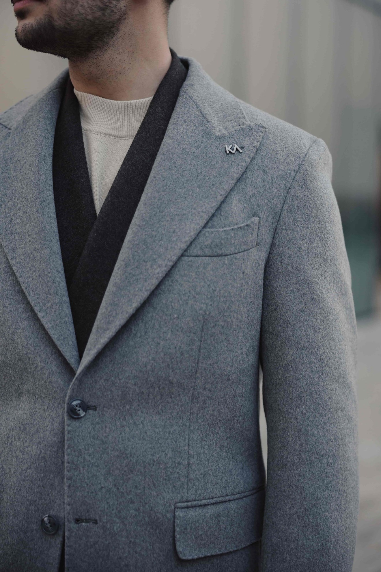 Double Breasted Coat Grey