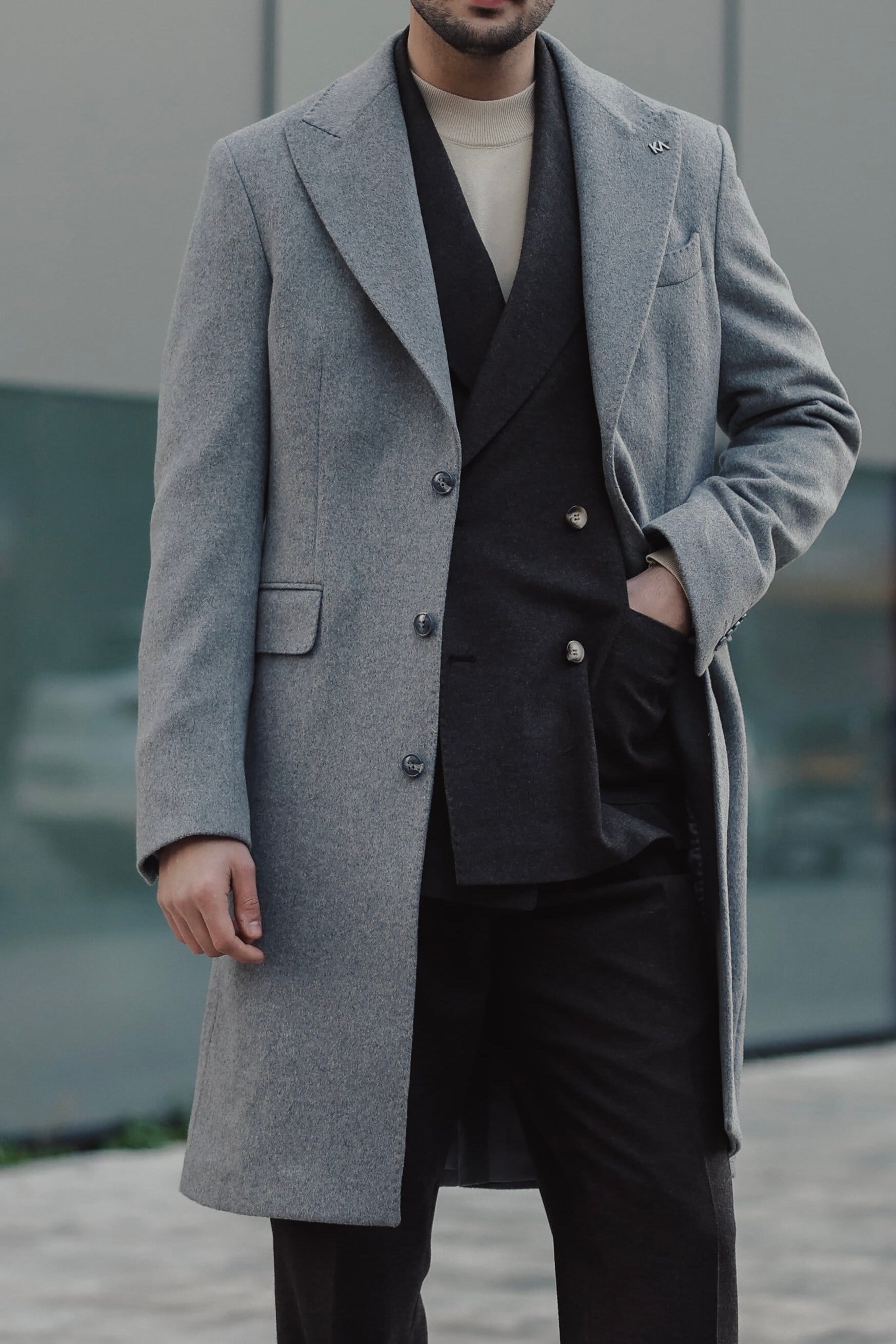 Double Breasted Coat Grey