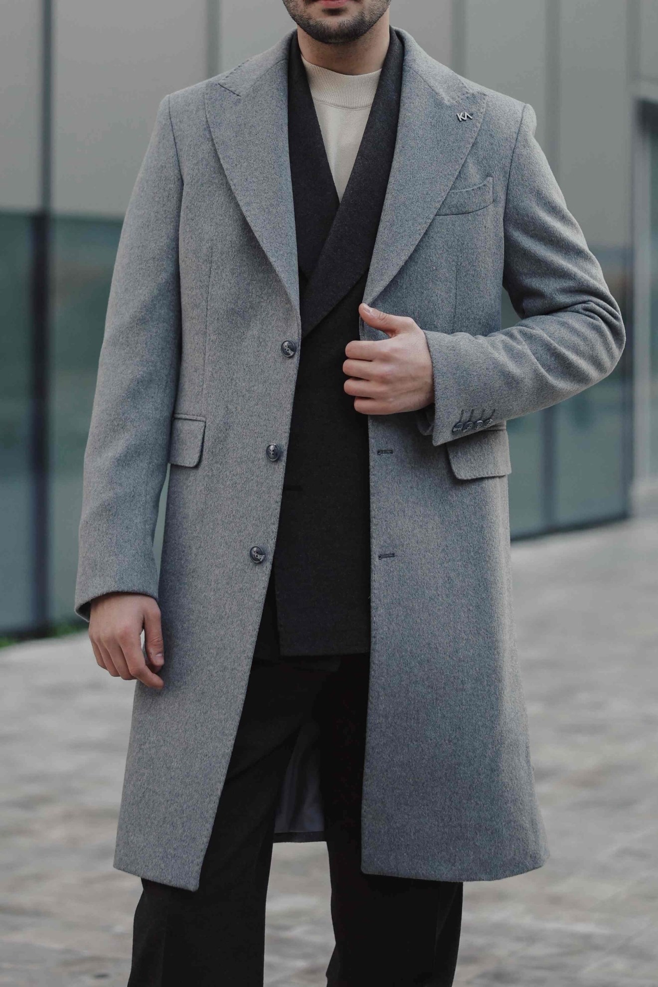 Double Breasted Coat Grey