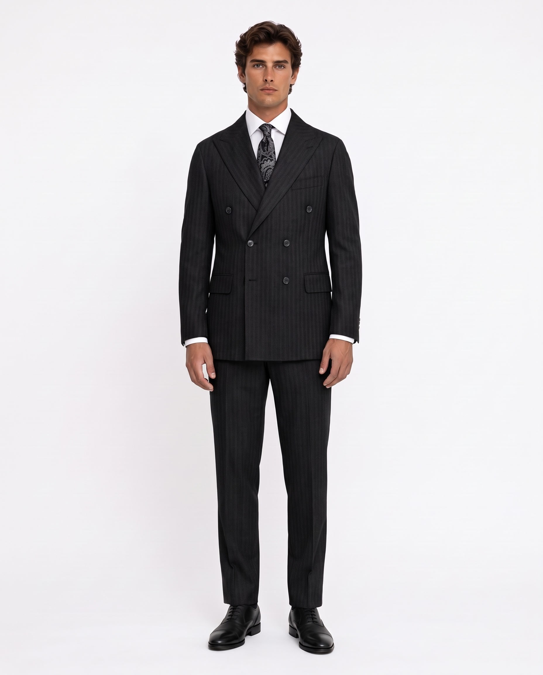 Oswald Double-Breasted Suit Black