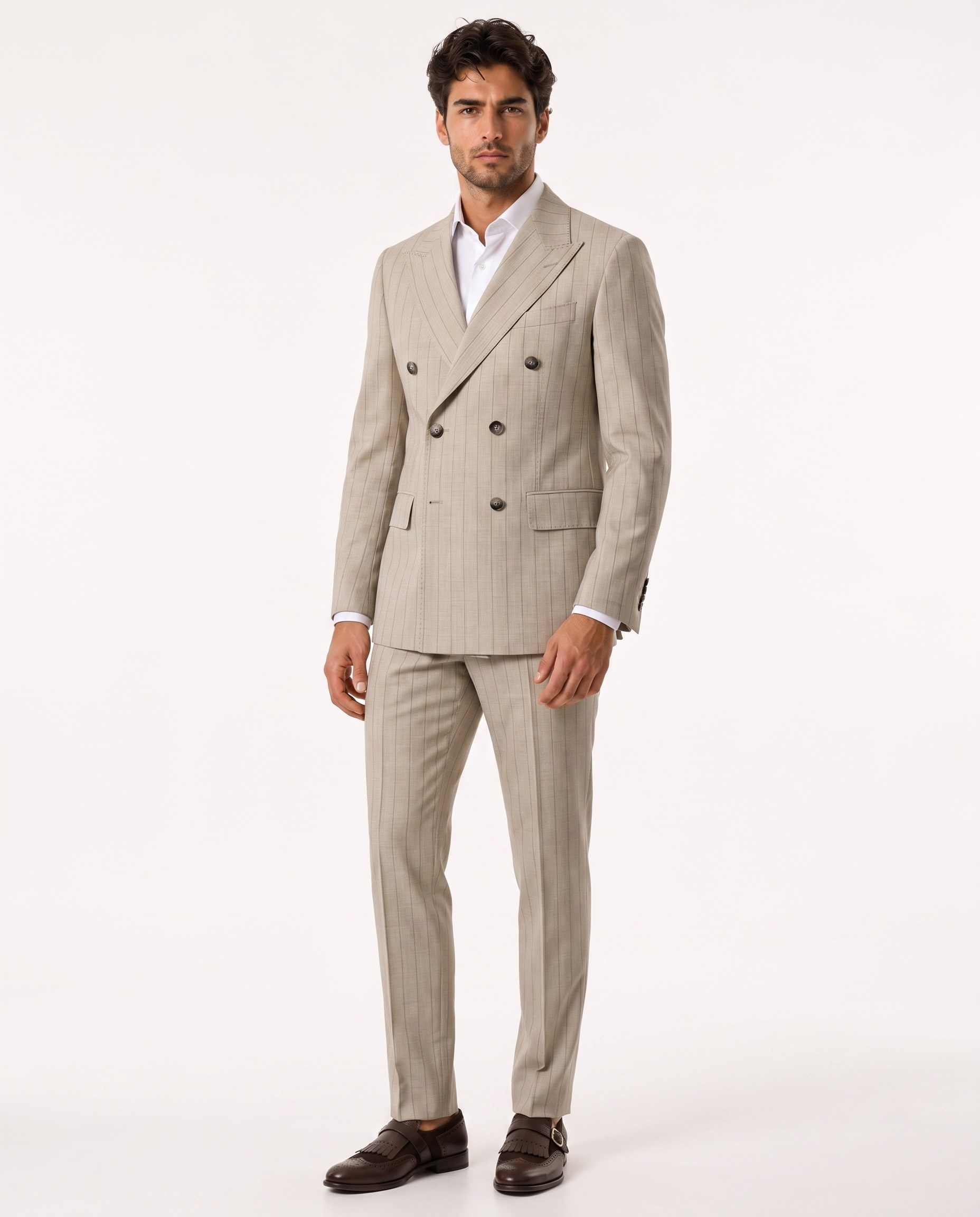 Paganini Kruvaze Takım Elbise Bej