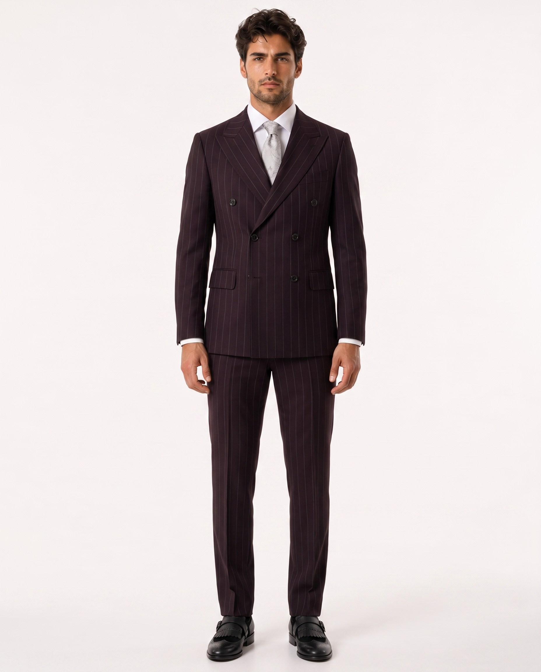 Paganini Double-Breasted Suit Burgundy
