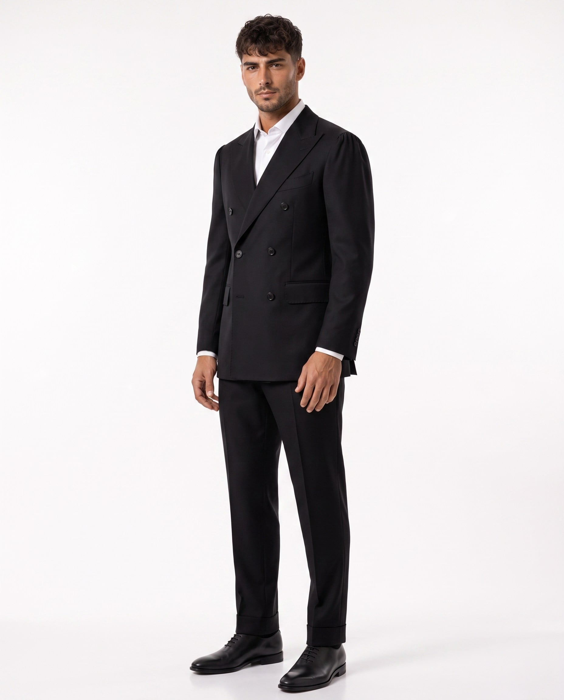 Paris  Double-Breasted Suit Black