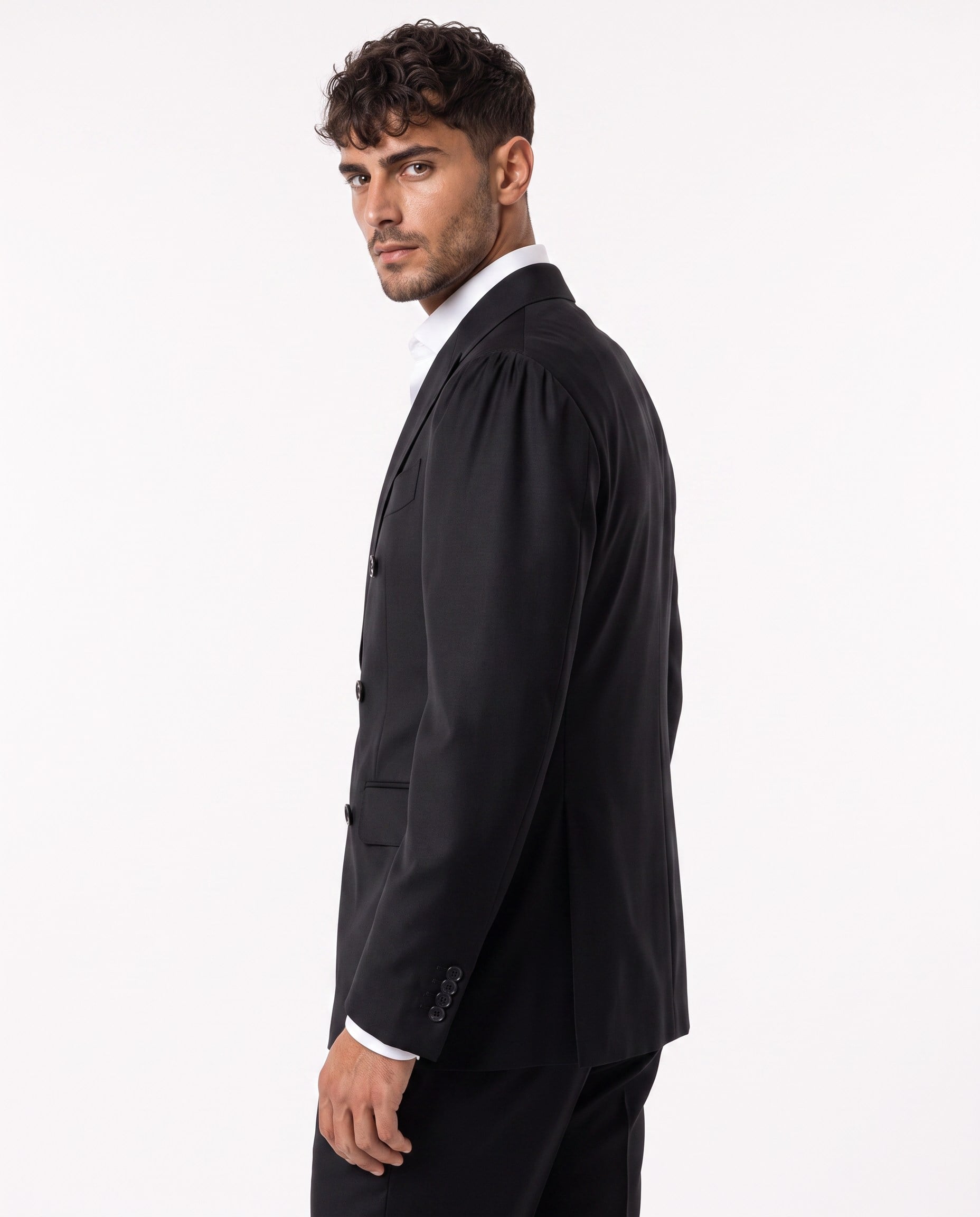 Paris  Double-Breasted Suit Black