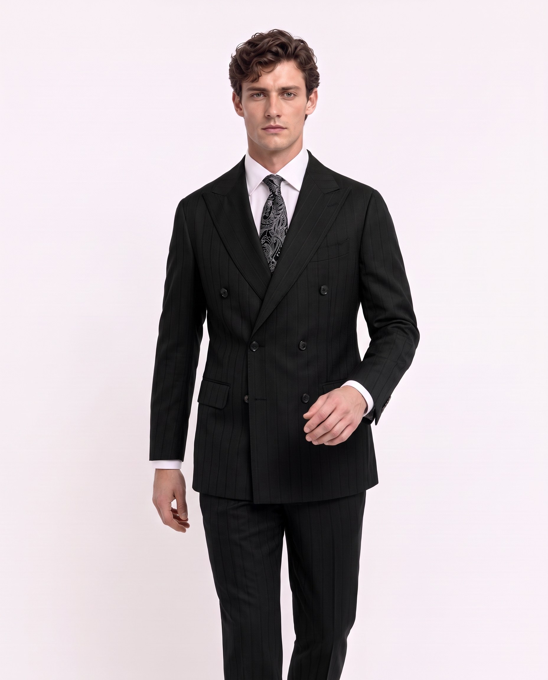 Rada Double-Breasted Suit Black