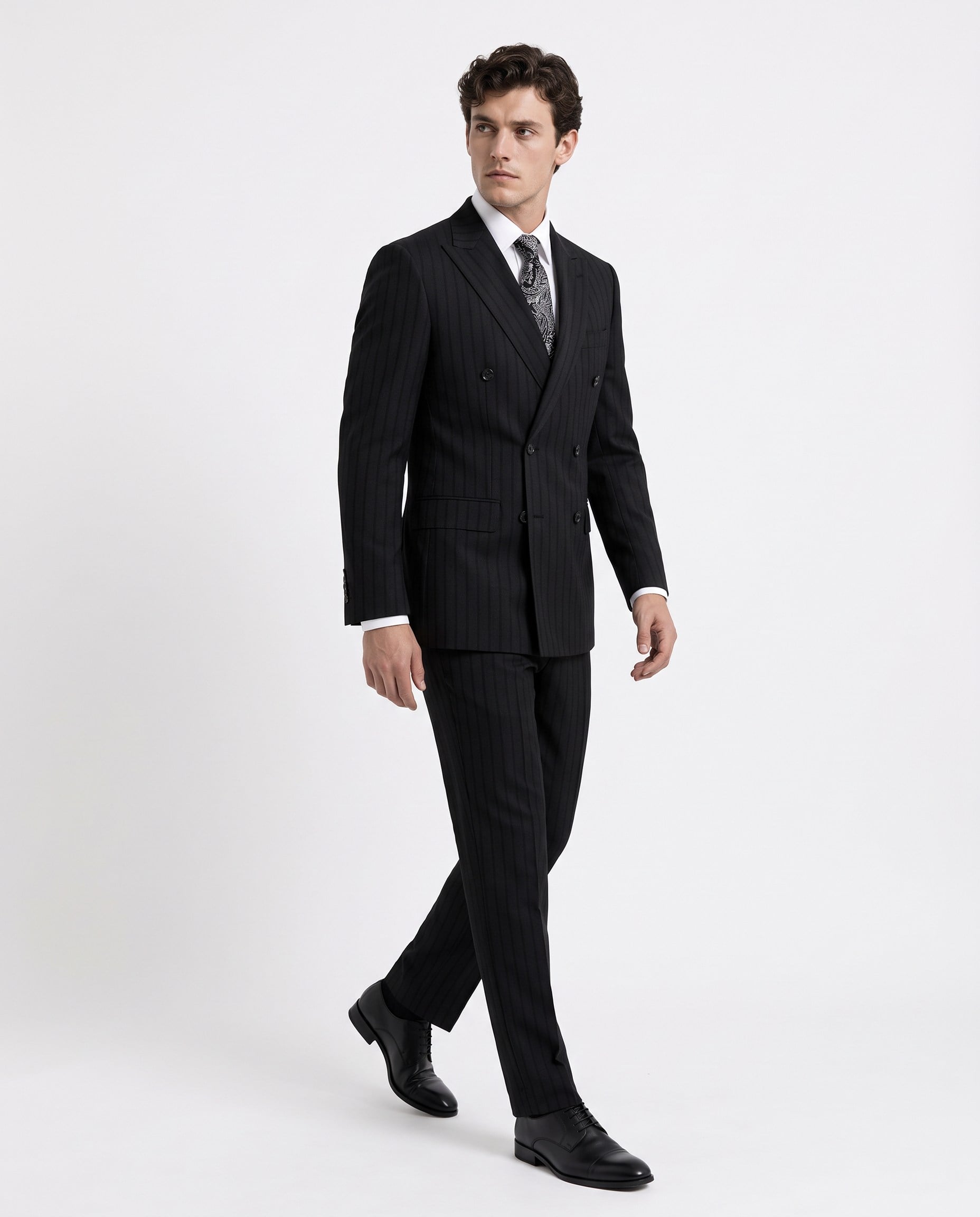 Rada Double-Breasted Suit Black