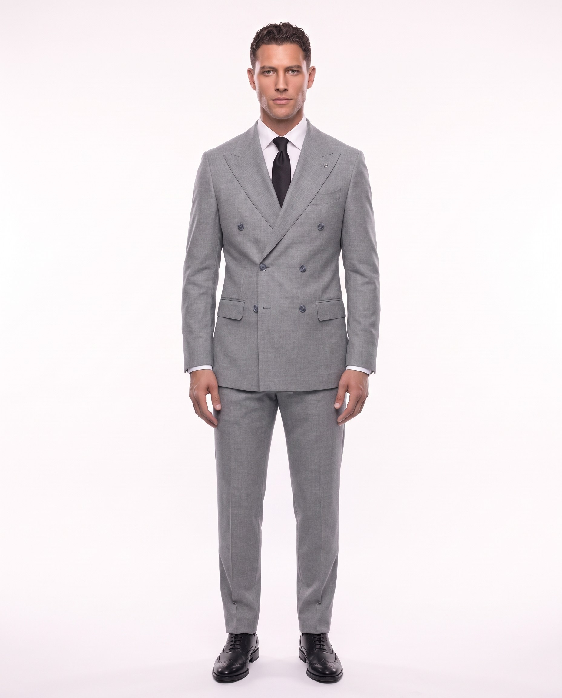 Rhoda Double-Breasted Suit Grey