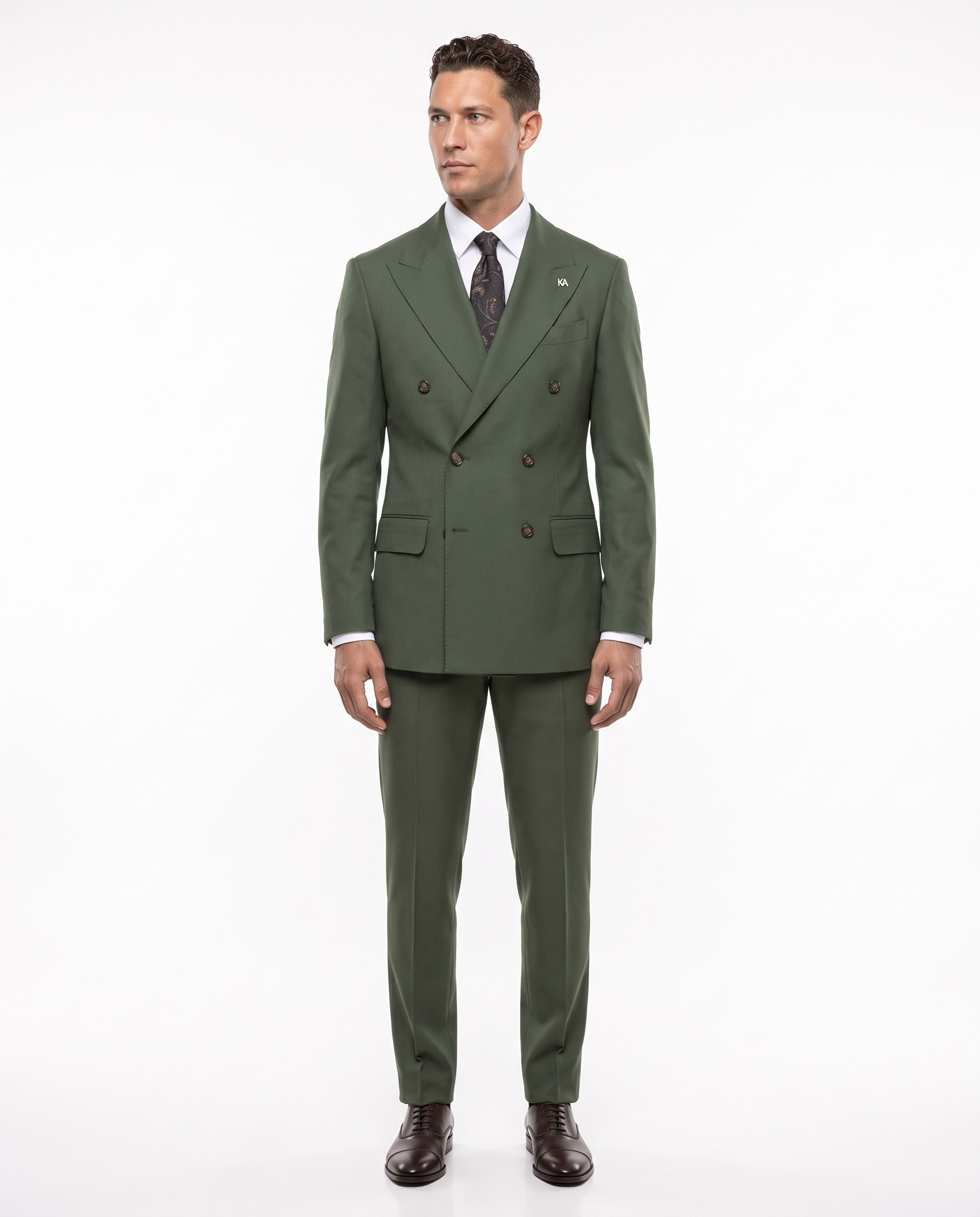 Rhoda Double-Breasted Suit Khaki