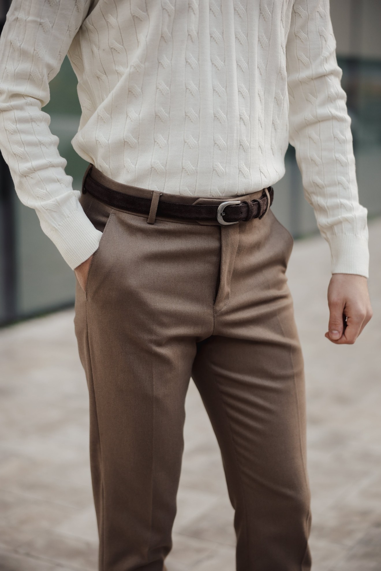 Rome Slim Fit Pantolon Vizon