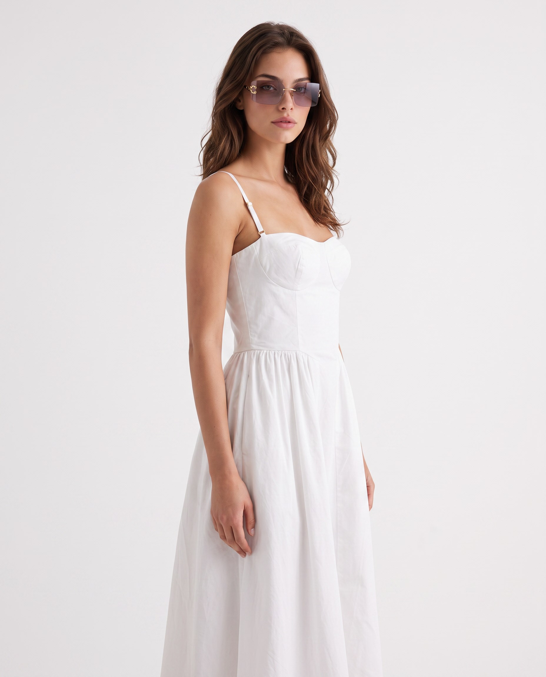 Rose Poplin Elbise Beyaz