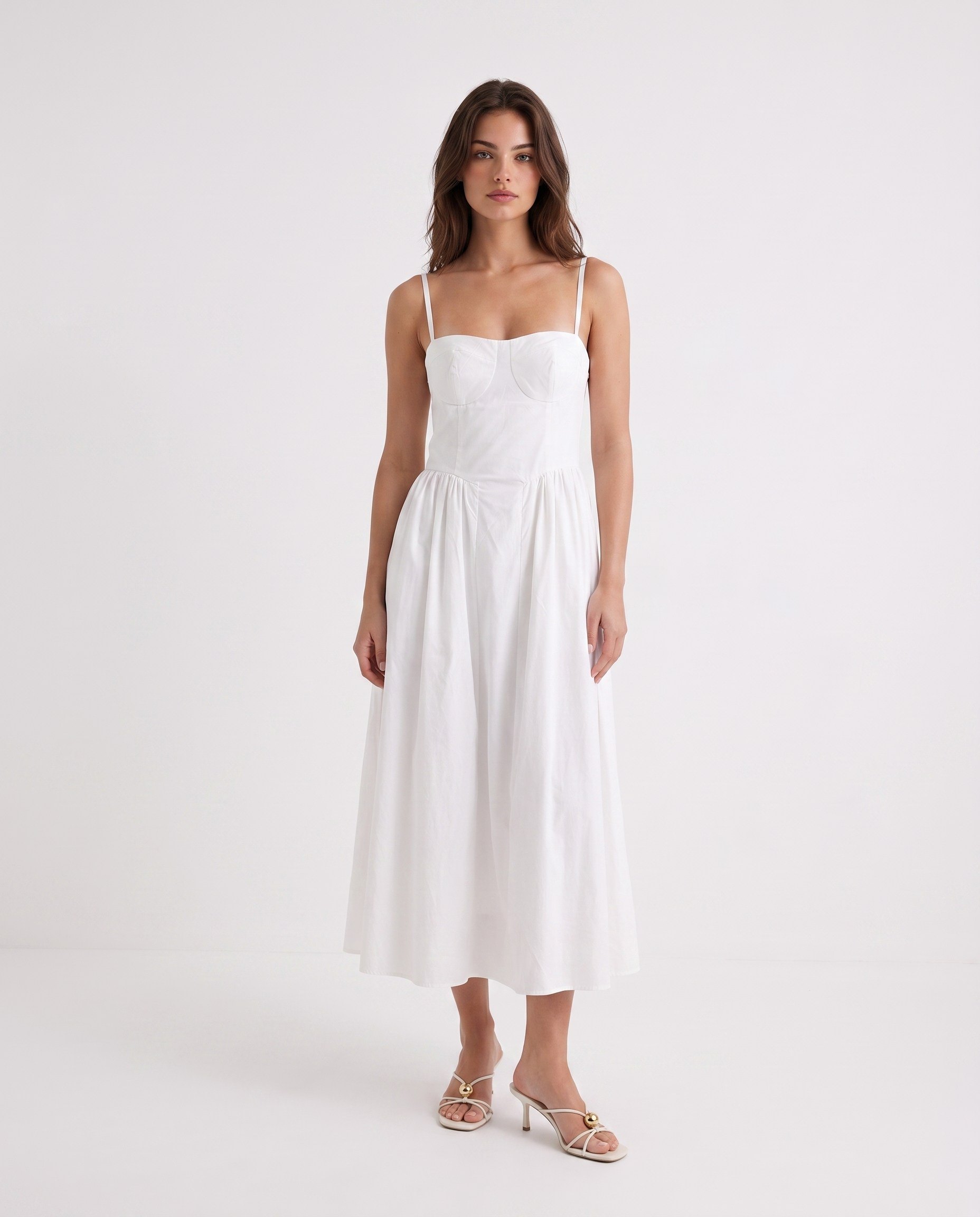 Rose Poplin Dress White