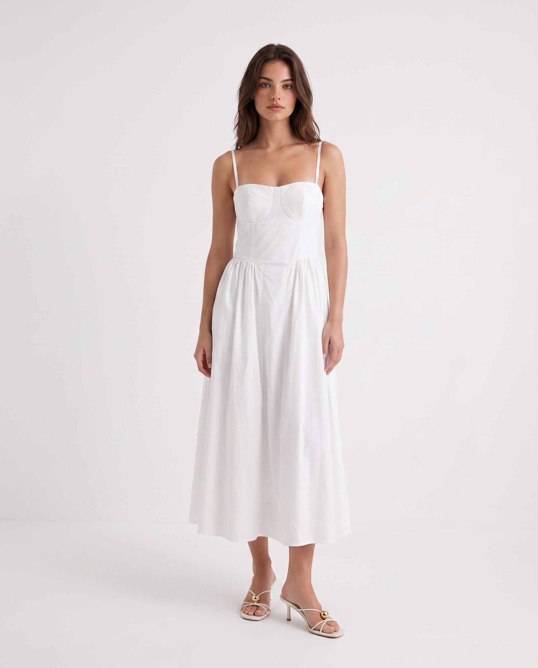 Rose Poplin Elbise Beyaz