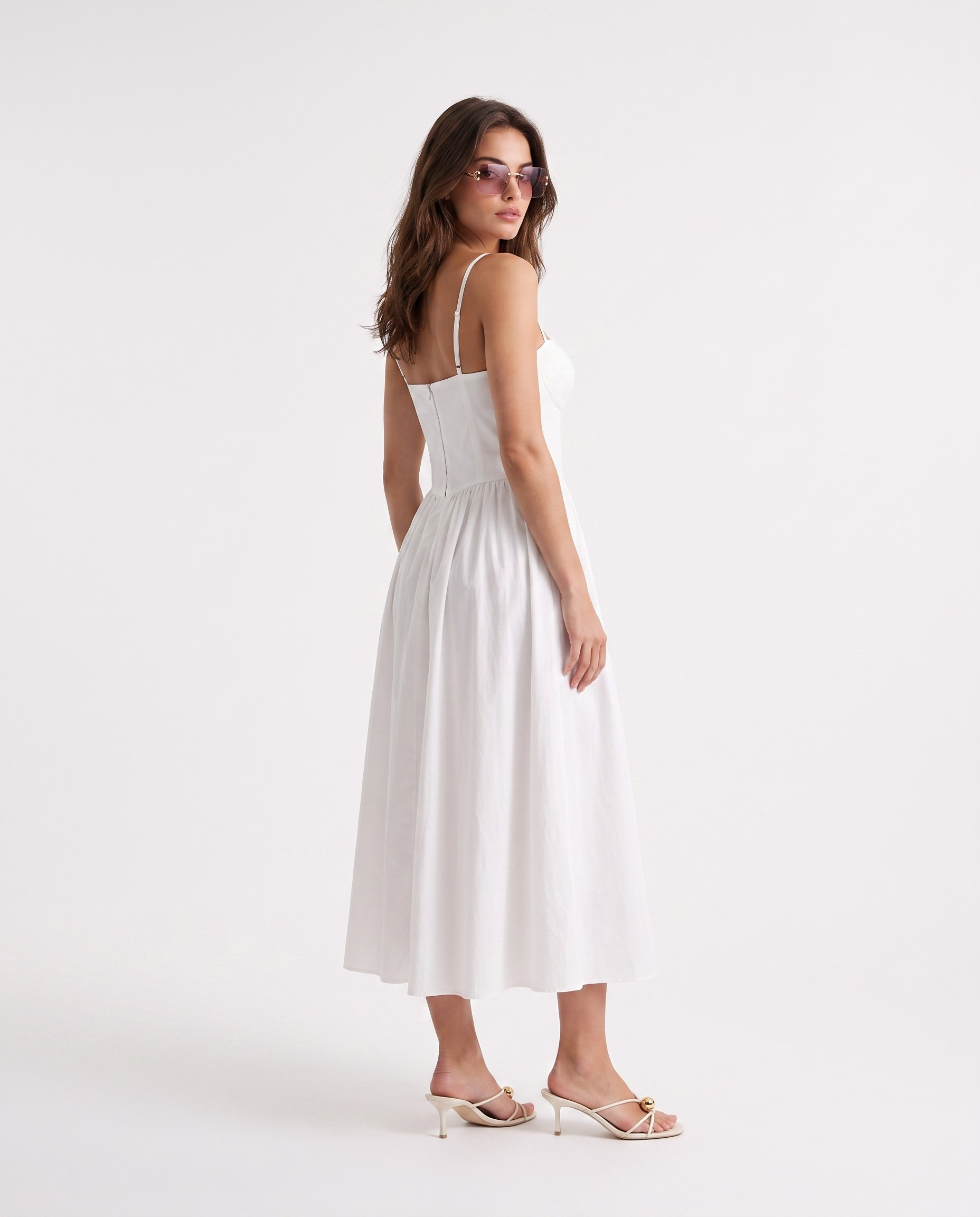 Rose Poplin Dress White