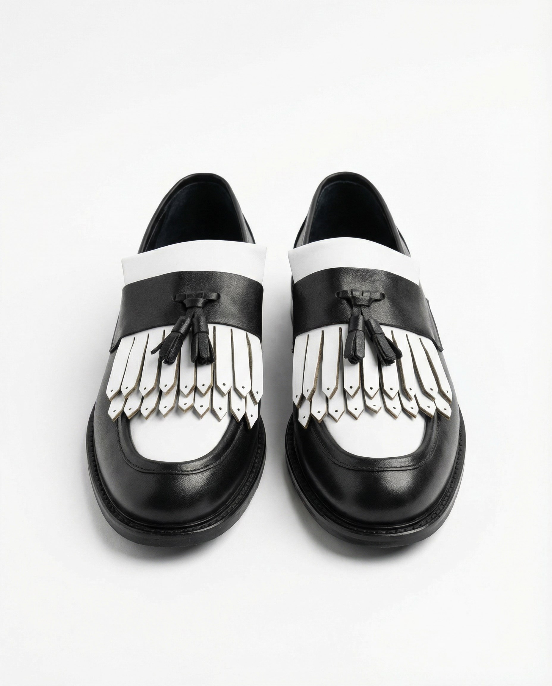 Loafer Ayakkabı Siyah-Beyaz Santo