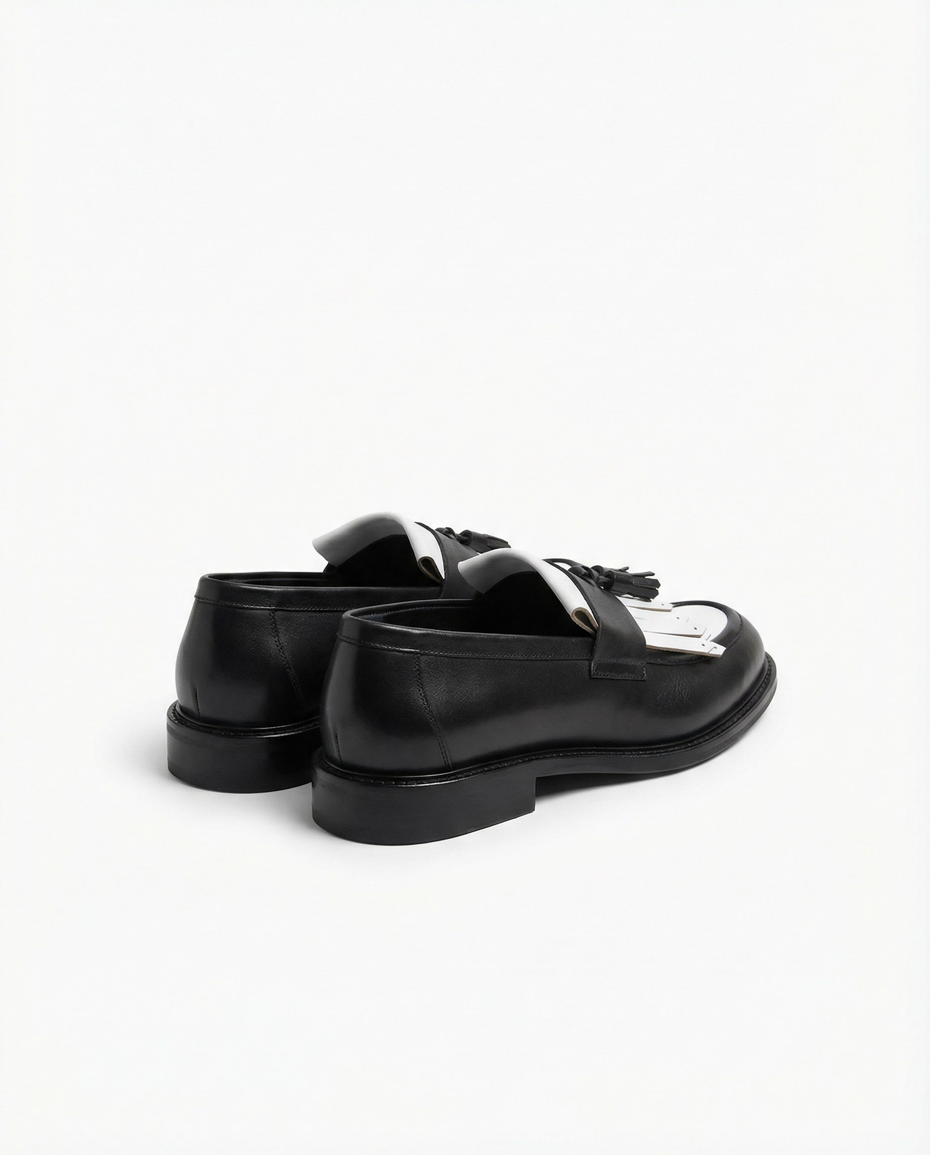 Loafer Ayakkabı Siyah-Beyaz Santo