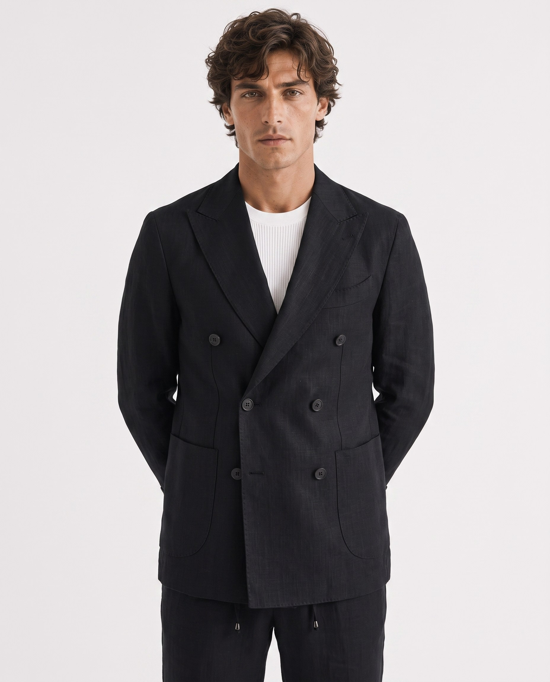 Soft Prive  Double-Breasted Jacket Black