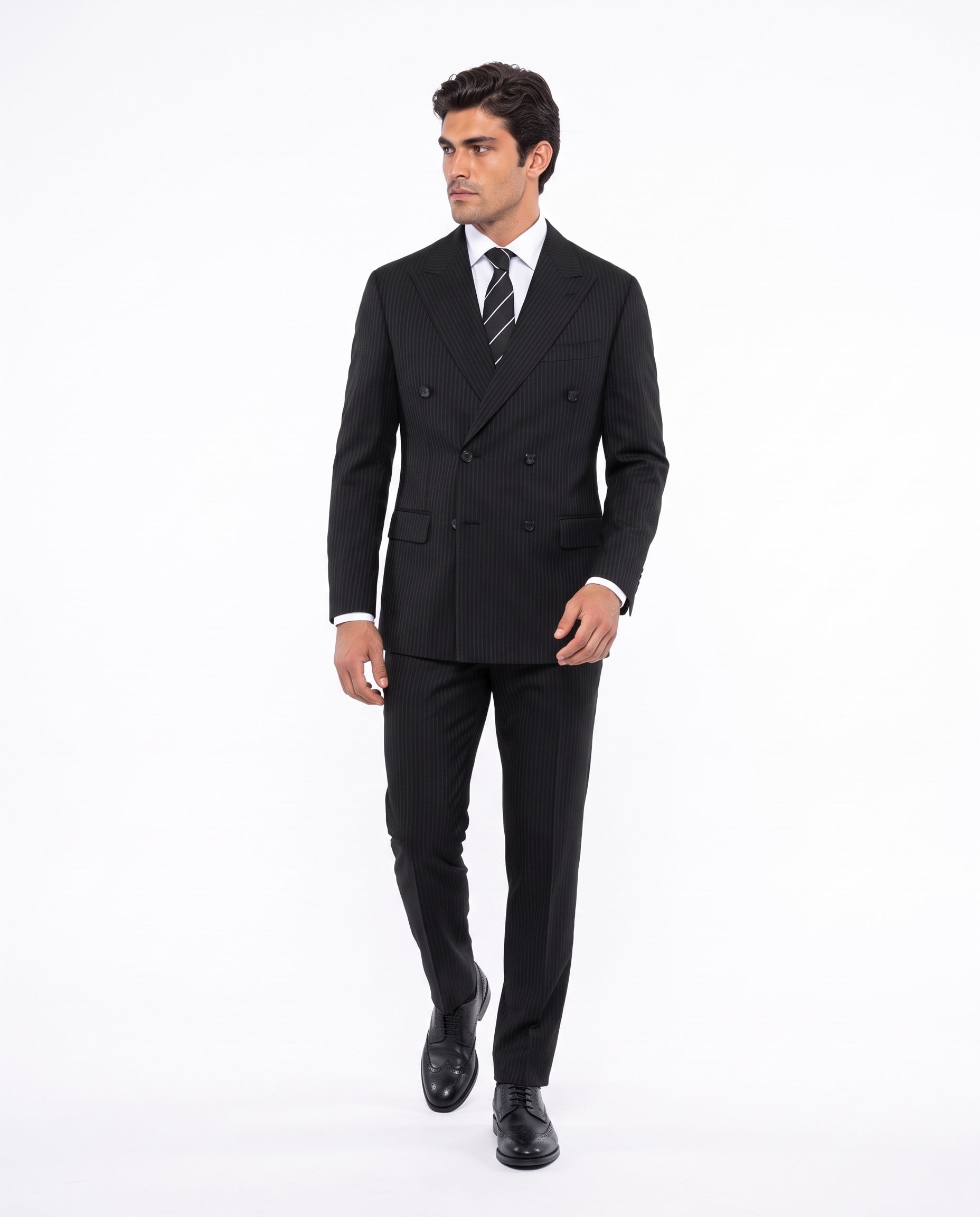 Varollo Double-Breasted Suit Black