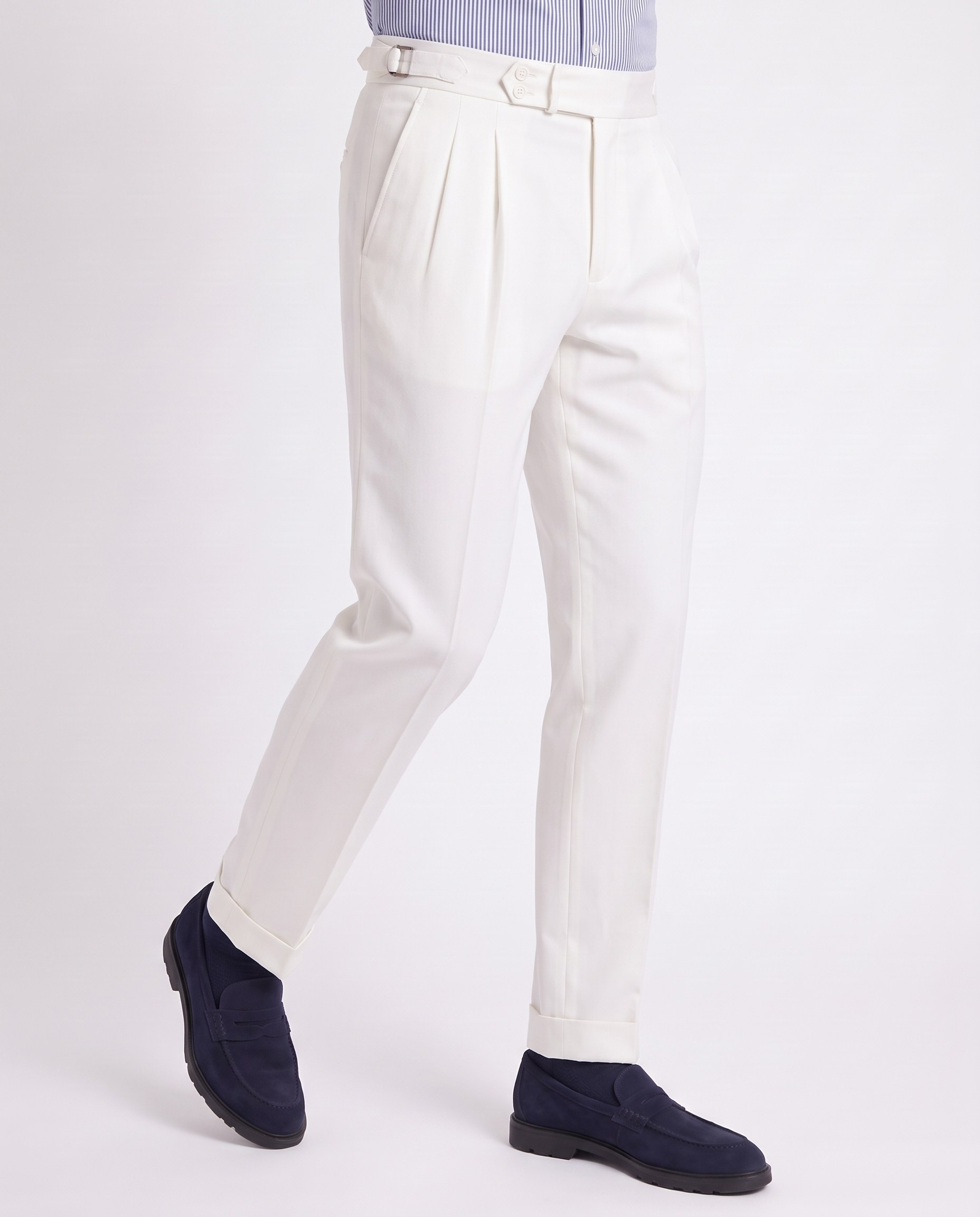 Zayn Double-Pleated Pants White